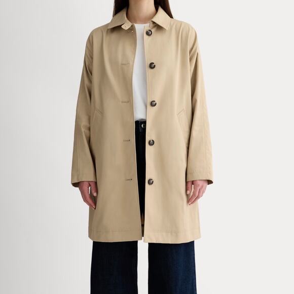 Everlane Women's The Mac Trench Coat Large Cornstalk Khaki Minimalist - Picture 1 of 16